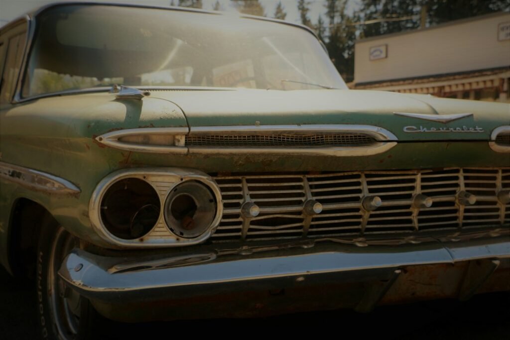 Scrap car ready for recycling and salvage in Vancouver