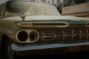 Scrap car ready for recycling and salvage in Vancouver